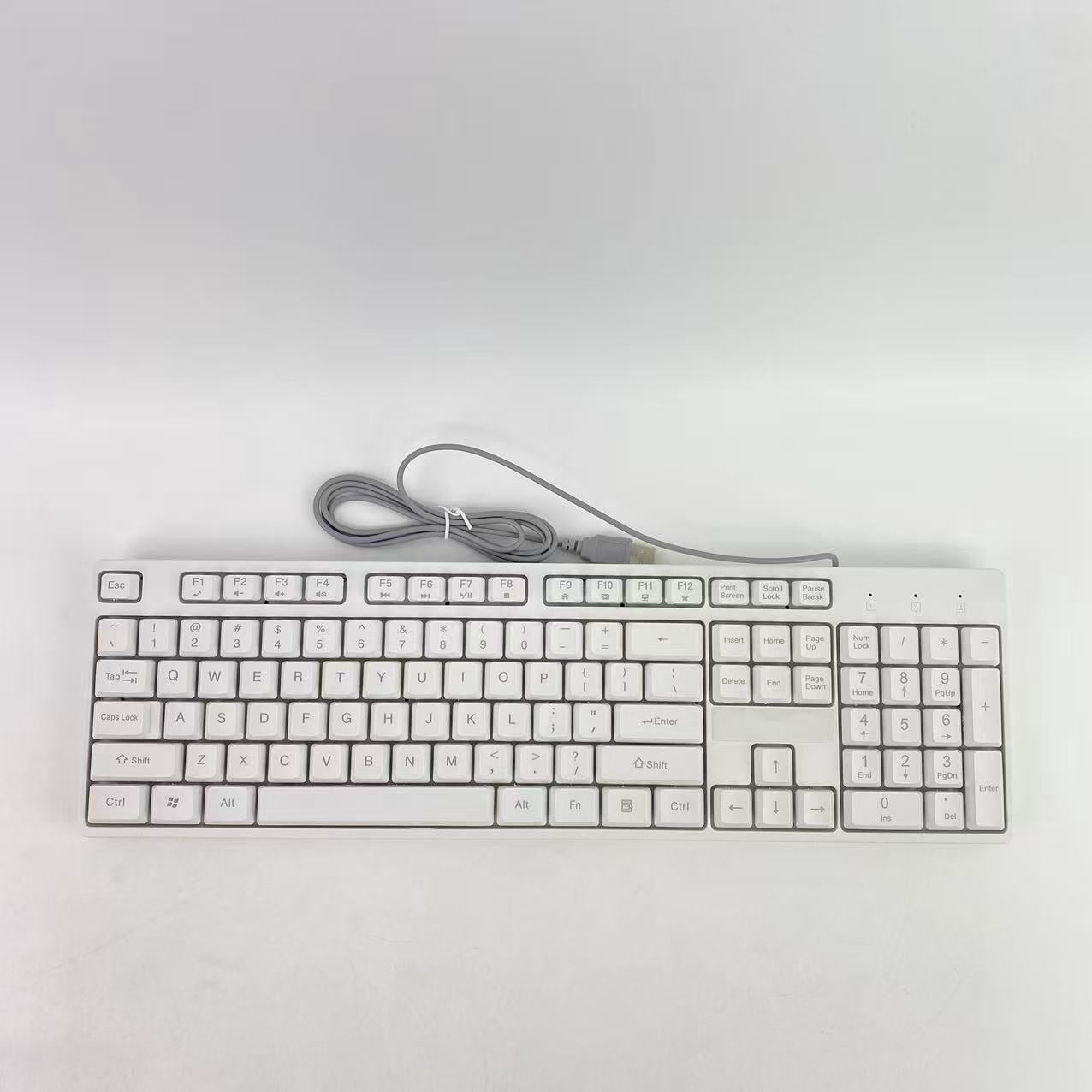 IUU Computer peripheral devices,Wired Quiet USB Keyboard - 14.45x4.76x0.70 Inches - Compact Design with Number Pad - White - US English