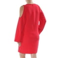 thumbnail image 5 of RACHEL ROY Womens Red Cold Shoulder Bell Sleeve V Neck Above The Knee Cocktail Shift Dress S, 5 of 5