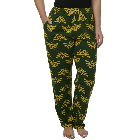 Legend of Zelda Women's Pajama Pants Lounge Wear Hyrule Triforce Green