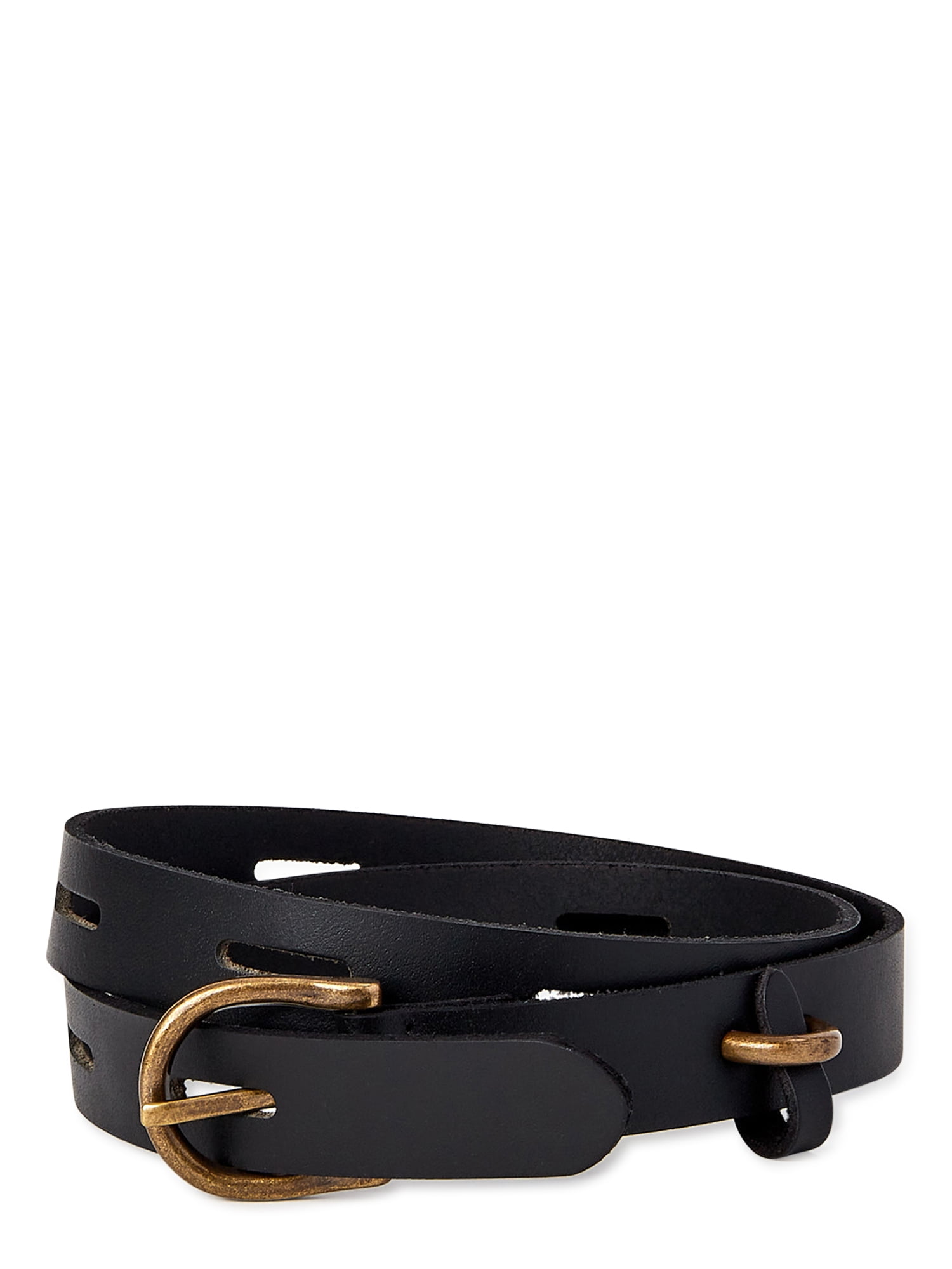 Time and Tru Women's Leather Belt, Black