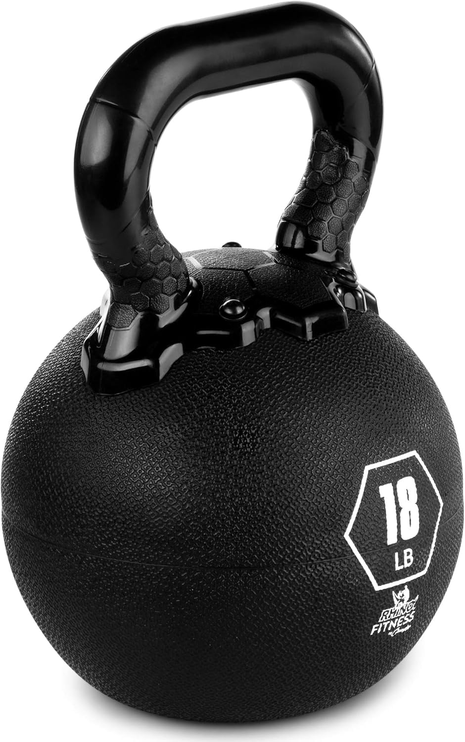 Champion Sports Rhino Kettlebell Weight, 18 lbs, Rubber, Black - Durable Kettle Bell with Smooth, Ergonomic Handle for Working Out - Free Weights for Exercises - Premium Strength Training Equipment