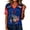 Dark Blue#006, variant on Women's USA Graphic V-Neck Short Sleeve T-Shirt with Red Blue Striped Raglan Sleeves for Casual Wear