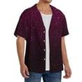 thumbnail image 2 of Wukai Dark Purple Glitter Men's Casual Short-Sleeve Button Down Shirt,Cuban Shirts for Men,Mens Short Sleeve Dress Shirts-Small, 2 of 5