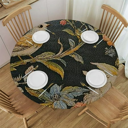 

Patifu Birds Flowers Round Tablecloth 100% Polyester Stain Resistant Washable Indoor Outdoor Table Cloth for Restaurants Weddings Parties 31 -35