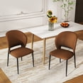 thumbnail image 4 of Dining Chairs Set of 2, Contemporary PU Leather Kitchen & Dining Room Chairs with Thick Foam Seat and Sturdy Metal Legs, Brown Chairs, 4 of 9