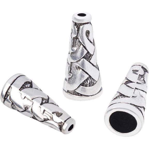 50pcs Silver Beads Caps Tibetan Style Cone Caps Metal Beads End Caps for DIY Jewelry Making-Cadmium Free Nickel Free
