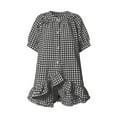 thumbnail image 7 of adviicd Womens 2 Piece Ruffle Pajama Set Gingham Pjs Short Sleeve Babydoll Shirt and Shorts Plaid Sleepwear Outfits (Black, XL), 7 of 7