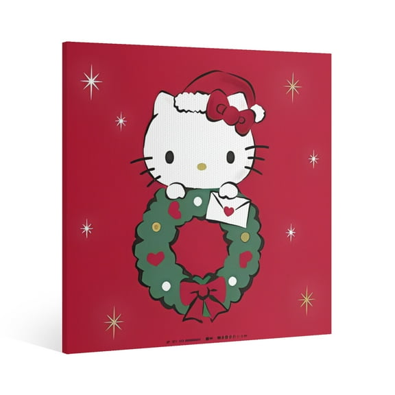 Hello Kitty Christmas Canvas Wall Art Cartoon Wall Decor | HD Printed & Wooden framed wall art | Modern Wall Decor for Gift | Kids Room Decor | Made in USA 8x8 Inch