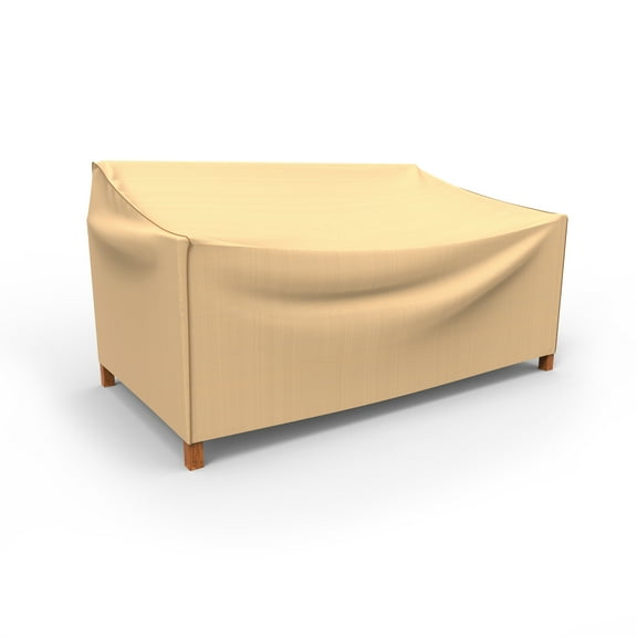 Budge Medium Tan Patio Loveseat Cover, StormBlock™ Savanna