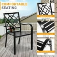 thumbnail image 6 of SUNCROWN 7-Piece Outdoor Wrought Iron Chairs and Table Patio Dining Furniture Set - 6 Stackable Metal Chairs, 1 Steel Slat Bistro Table and 1 Sky Blue 9Ft Patio Umbrella for Garden Backyard Deck, 6 of 9