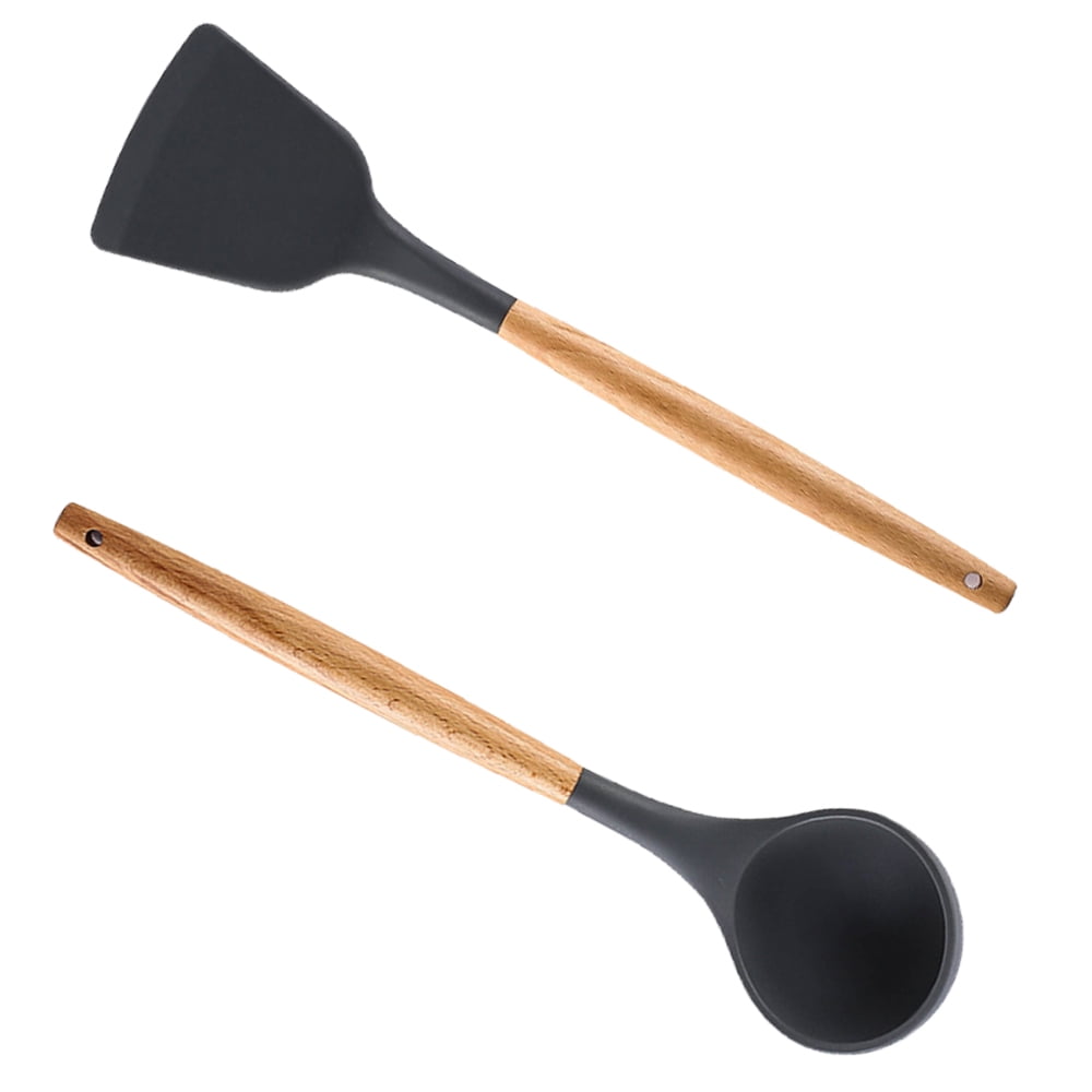 Round Silicone Spatula with Wooden Handle - Oikos