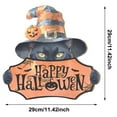 thumbnail image 3 of XINGXIANG Halloween Wooden Hanging Sign - 3 Style Pumpkin Bat Black Cat Door Decor 11.42x11.42 Inch Rustic Wall Plaque for Indoor Outdoor,Halloween Hanging Door Wooden Wall Decor Sign, 3 of 6