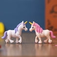 thumbnail image 2 of Ensemble de 2 Statues Miniatures de Licorne en Polyrésine, Figurines d'Animaux, Rose & Violet, 2 of 5