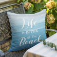 thumbnail image 3 of Throw Pillow Covers, Blue Summer Beach Decorative Throw Pillow Covers 20x20 Inch, Coastal Vacation Blue Wooden Square Linen Pillow Cases for Couch/Living Room/Sofa, 3 of 9