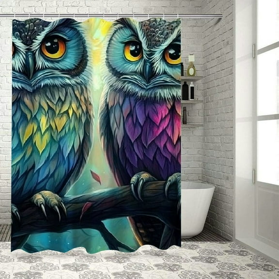 BCIIG Owls Branch Fantasy Art Bathroom Shower Curtain Set with Hooks Waterproof Polyester Fabric Bathroom Decoration Set Chic Modern Decor 36"x72