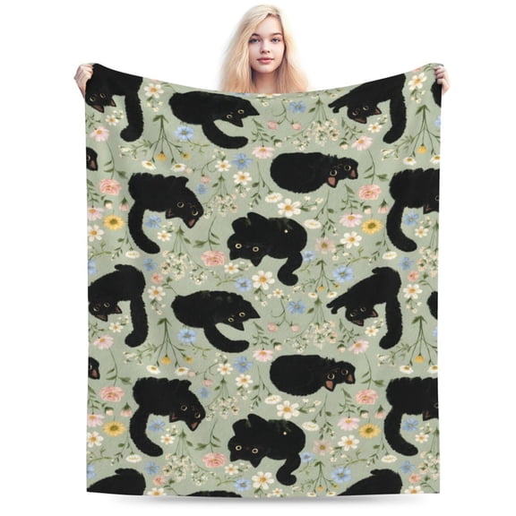 Black Cat Throw Blanket Soft Cozy Warm Blanket Women Men Throw for Couch Bedroom Home Decor 50x40
