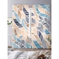 thumbnail image 3 of Ombre Blue Brown Sheer Curtains 96 Inch Length 2 Panels Set Window Treatments, Summer Abstract Coastal Ocean Beach Wave Rod Pocket Semi Curtains for Living Room/Bedroom/Kitchen Décor, 104"W x 96"L, 3 of 7