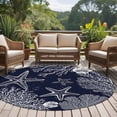 thumbnail image 4 of Round Rug 5Ft Washable Non-Slip, Navy Blue Coastal Circle Area Rugs for Living Room Bedroom, Starfish Coral Summer Beach Ocean Indoor Floor Mats Carpet Runner for Home Decor Aesthetic, 4 of 8