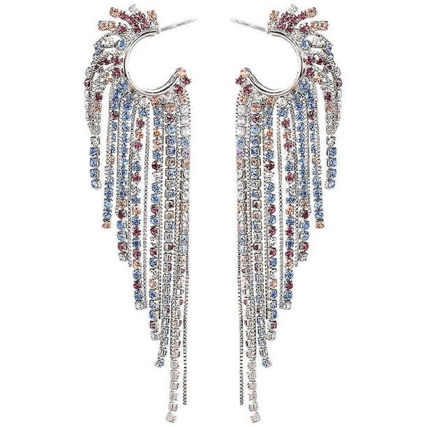 Rhinestone Tassel Earrings for Women with Multi Color and Sparkling Design 1 Pair