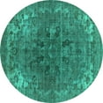 thumbnail image 1 of Ahgly Company Indoor Round Oriental Turquoise Blue Industrial Area Rugs, 4' Round, 1 of 4