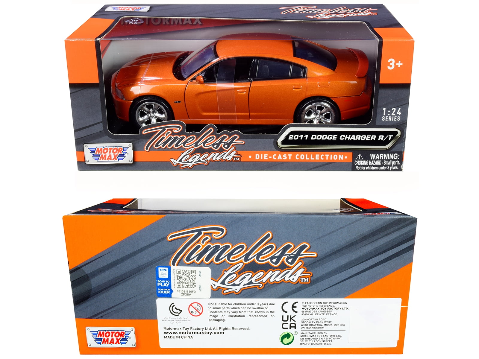 Motormax 2011 Dodge Charger R/T Hemi Diecast Model Car, Metallic