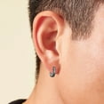 thumbnail image 7 of KRKC&CO Hoop Earrings for Men Black Stripe, S925 Sterling Silver, White Gold Plated, Hypoallergenic Earrings Hoop, Hip Hop Street-wear for, 7 of 7