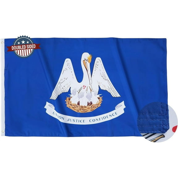 Louisiana Flag 3x5 Double Sided LA State Flags 3PLY Heavy Duty Outdoor with 2 Brass Grommets 4 Stitching Rows Vivid Color Sewn Stripes