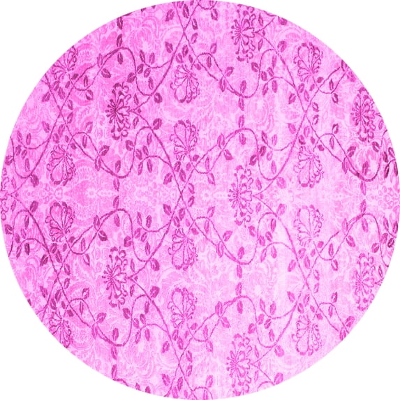 Ahgly Company Indoor Round Abstract Pink Contemporary Area Rugs, 6' Round