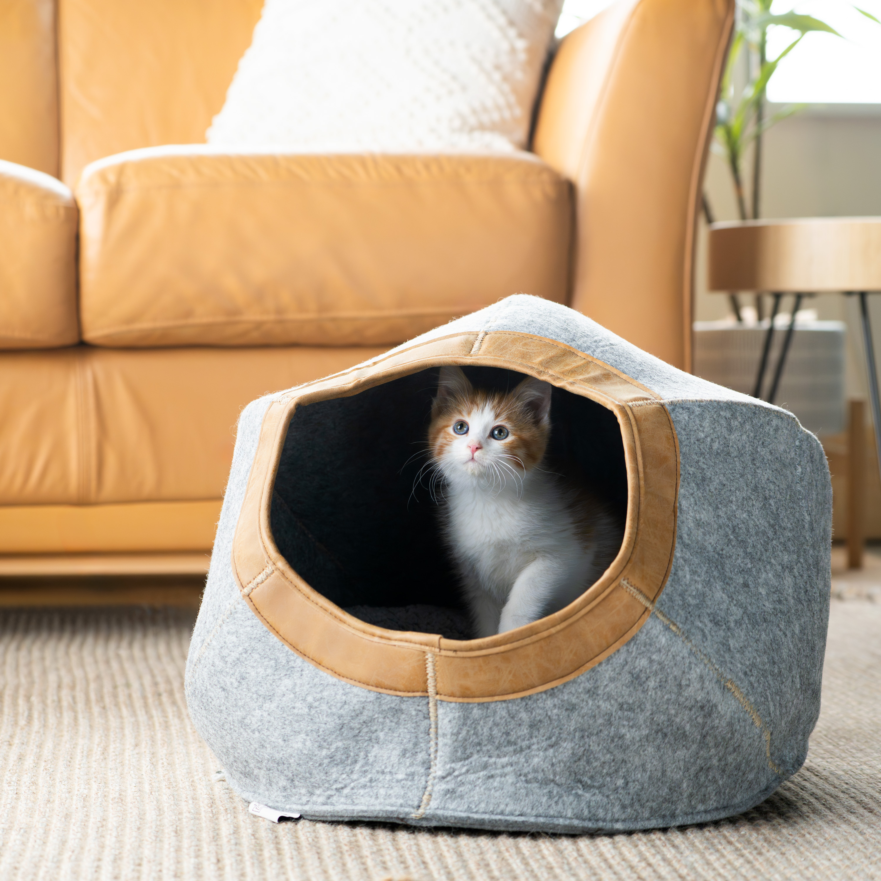 Kitty City Large Felt Cat Cave with Faux Leather Trim photo 8