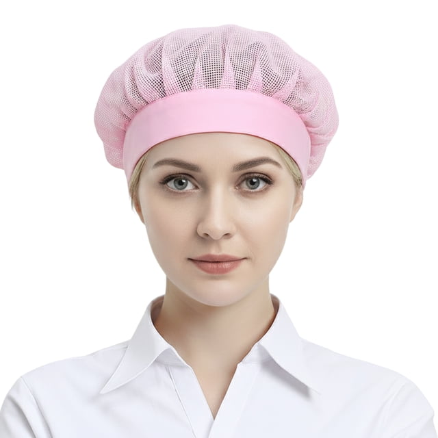 TOPTIE Mesh Cap Unisex Elastic Band Bouffant Hat Lightweight Breathable Solid Work Cap for Kitchen Restaurant Workshop