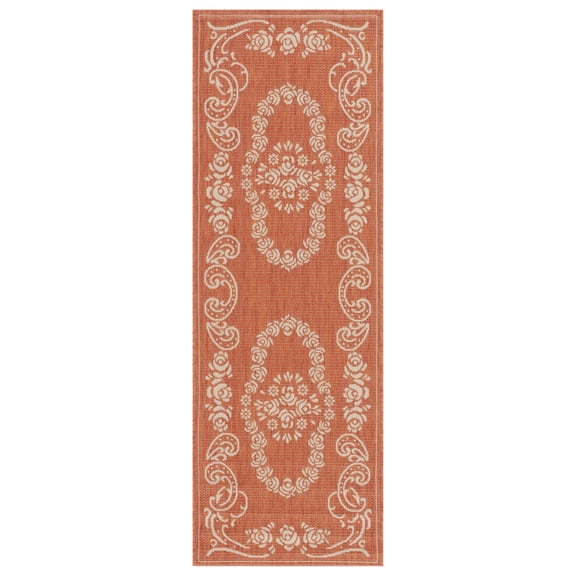 Safavieh Courtyard Elena Oriental Indoor/Outdoor Runner Rug, Terracotta/Natural, 2'3" x 6'7"
