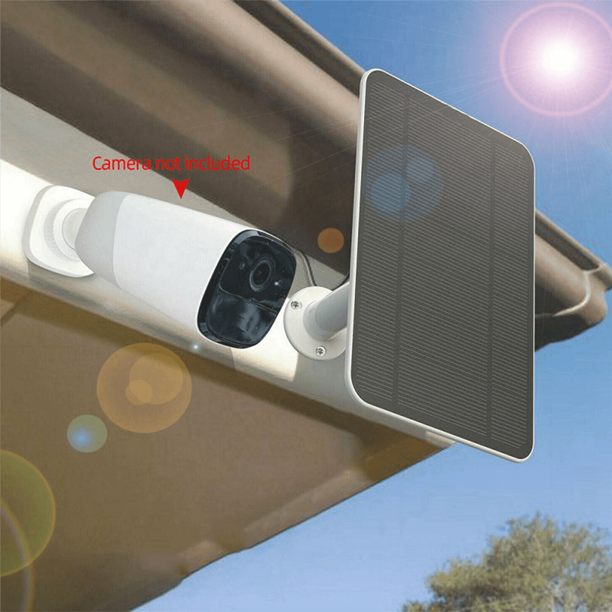 2X Waterproof 10W Solar Panel Charger Security Camera Solar Cells Powered Charger with Charging Cable,White