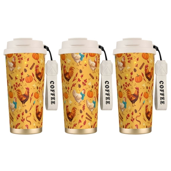 1pc Chicken Tumbler, 18oz Leak-proof Insulated Coffee Travel Mug, Stainless Steel Vacuum Water Bottle with Straw, Chicken Decor Gift
