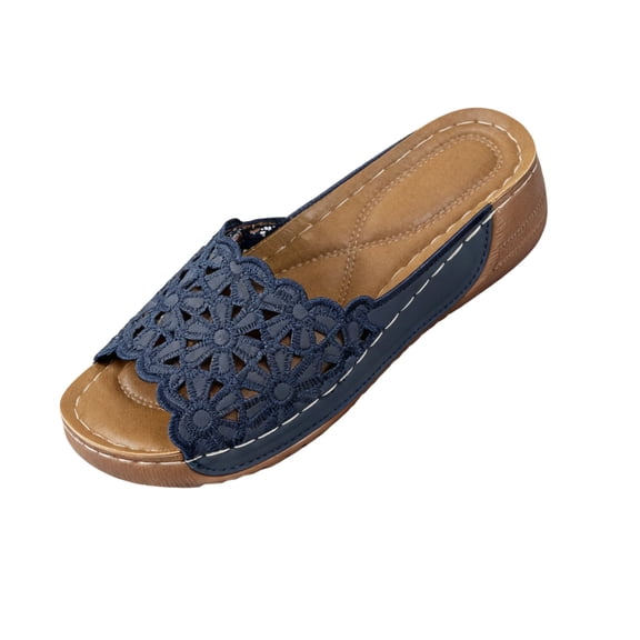 HAJWOH Orthopedic Casual Sandals for Women Slip on Non Slip Arch Support Flat Wedge Sandals Lightweight Hiking Shoes 2026 New Comfort Orthopedic Shoes Blue 40
