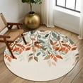 thumbnail image 2 of Round Rugs 5Ft, Vintage Leaves Round Area Rug Washable Indoor Throw Carpet, Summer Botanical Pastoral Watercolor Rustic Soft Non Slip Circle Rug for Cabinet Bathroom Home Decor Aesthetic, 2 of 8