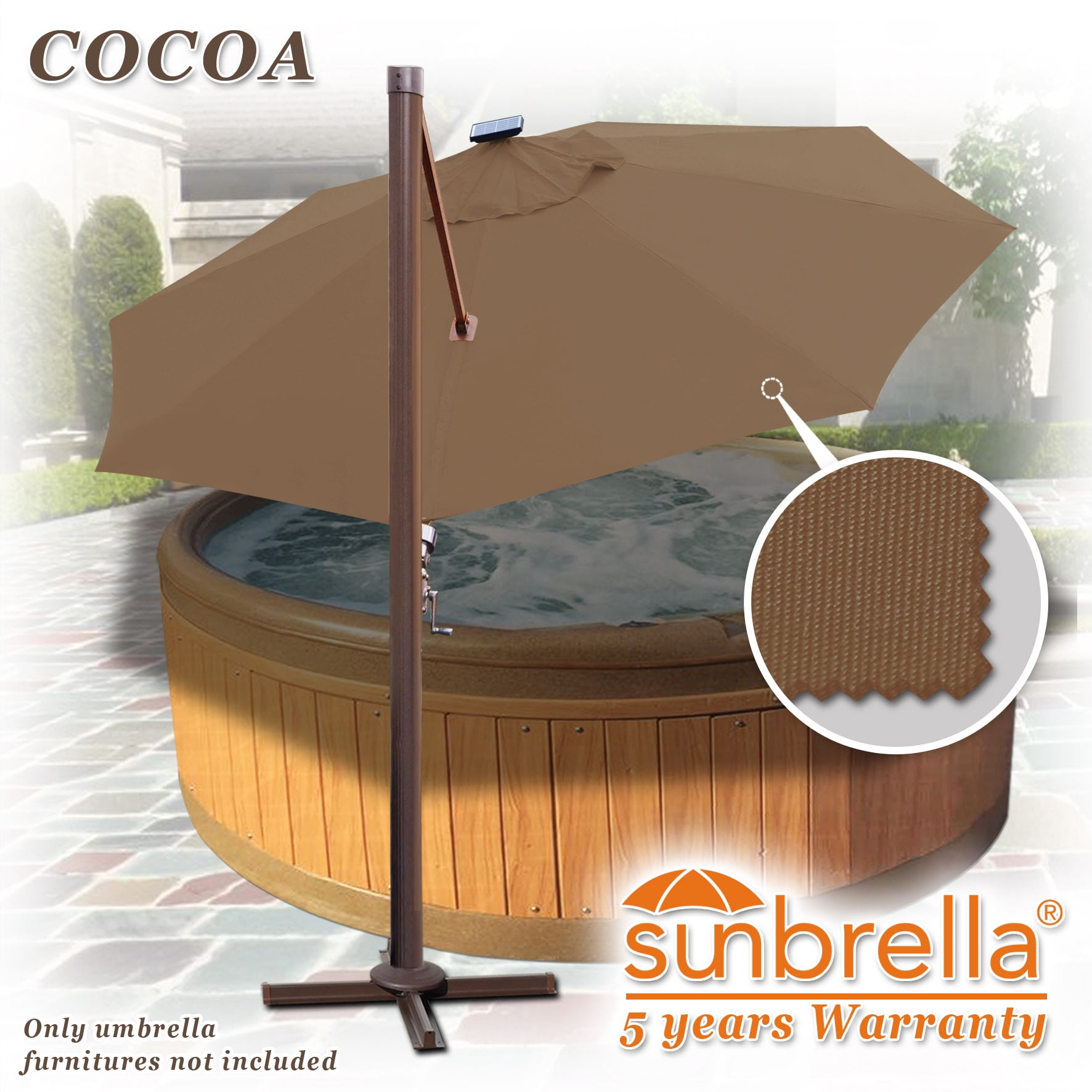 Sunny 11.5' Deluxe Cantilever Big Roma Umbrella Hanging Offset Solar Umbrella UV50+ Tilt & 360'C Rotation Patio Heavyduty Outdoor Sunshade Cantilever Crank Sunbrella Cover