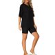 thumbnail image 4 of Conjunto de sudadera de manga corta de punto acanalado suave INSPIRE CHIC para mujer, pantalones cortos, ropa de casa, pijama, color negro, 4 of 6