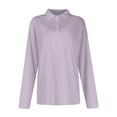 thumbnail image 6 of COMVALUE Women's 2026 Polo Shirts Long Sleeve Cotton Collared T Shirt Golf Shirt Business Casual Tee Uniform Tops 3-Button (Light Purple, M), 6 of 6