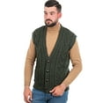 thumbnail image 4 of SAOL Men's 100% Merino Wool Sweater Vest Aran Irish V-Neck Cable Knit Sleeveless Cardigan with Buttons and Pockets, 4 of 8