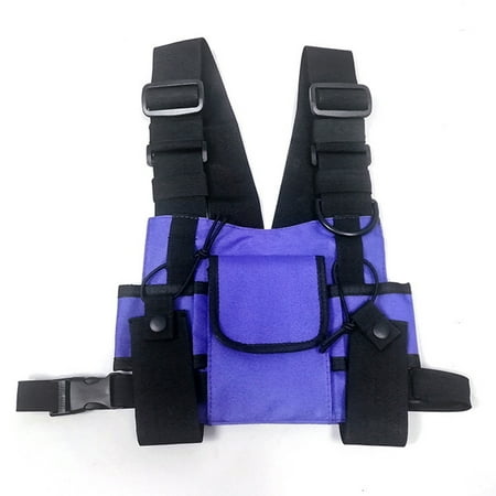 

Chest Harness Holster Pack with Front Pouches and Zipper Bag for Universal Walkie Talkies purple purple，G55331
