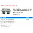 thumbnail image 2 of Glow Plug Relay - Compatible with 2004 - 2007 Ford F-550 Super Duty 6.0L V8 2005 2006, 2 of 2