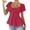 e-384Watermelon Red1740, variant on FUYUDY Women Tshirts Fashion Summer Short Sleeve T-Shirt With Drawstring V Neck Tie Design Casual Solid Color Tee Tops Soft Female Dailywear