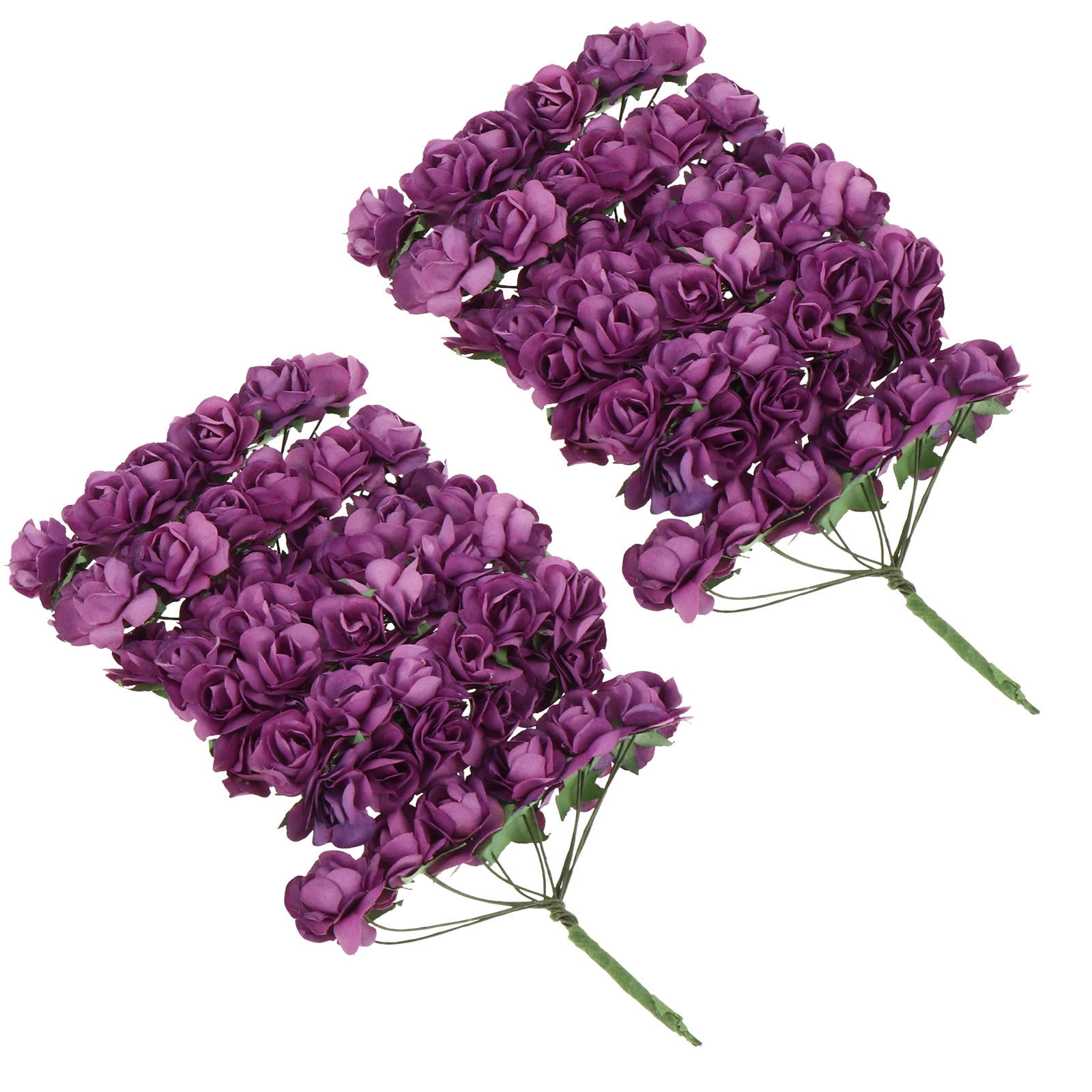 Luxshiny Artificial Purple Paper Rose Flowers for Home and Event Decoration 144Pcs