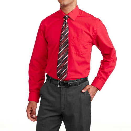Big Men's Solid Dress Shirt with Matching Tie - Walmart.com