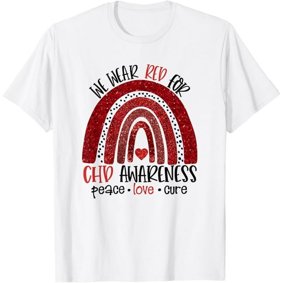 t-shirt CHD shirt, Congenital Heart Defect Awareness T-Shirt mens, woman, white，funny，journey，Crew Neck, Short Sleeve,printing