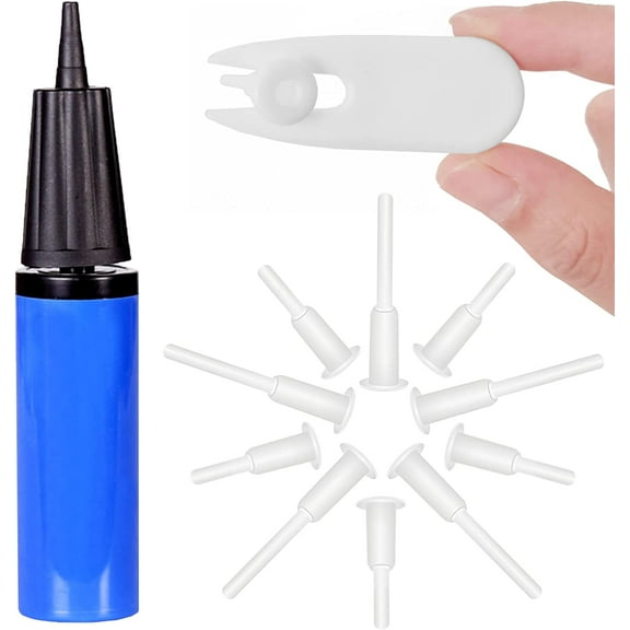 Exercise Ball Pump, Air Pump for Exercise Ball, Yoga Ball Pump with Fitness Ball Plug Replacement kit Yoga Ball Plug Replacement Plug for Exercise Ball Inflator Pump (Blue 13 PCS)
