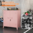 thumbnail image 3 of Metal Storage Cabinet 35.4”H Locking Storage Cabinet with 2 Adjustable Shelves and Doors, Pink Small Storage Cabinet for Home Warehouse Office Garage (Pink), 3 of 7