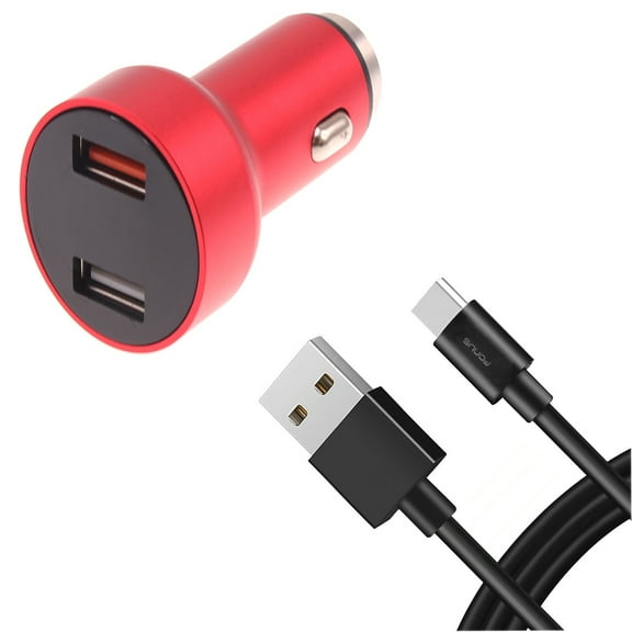 24W Fast Car Charger for Motorola Edge (2021) Phone - 2-Port 6ft USB-C Cable DC Socket Power Adapter N4G Compatible With Motorola Edge (2021) Model