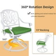 thumbnail image 5 of W WARMHOL 5 Piece Patio Dining Set, Outdoor Table and Chairs Set for 4 Cushioned Swivel Rocking Chairs and 35.2" Square Table, All-Weather Cast Aluminum Patio Funiture Set, 2.2" Umbrella Hole, White, 5 of 7