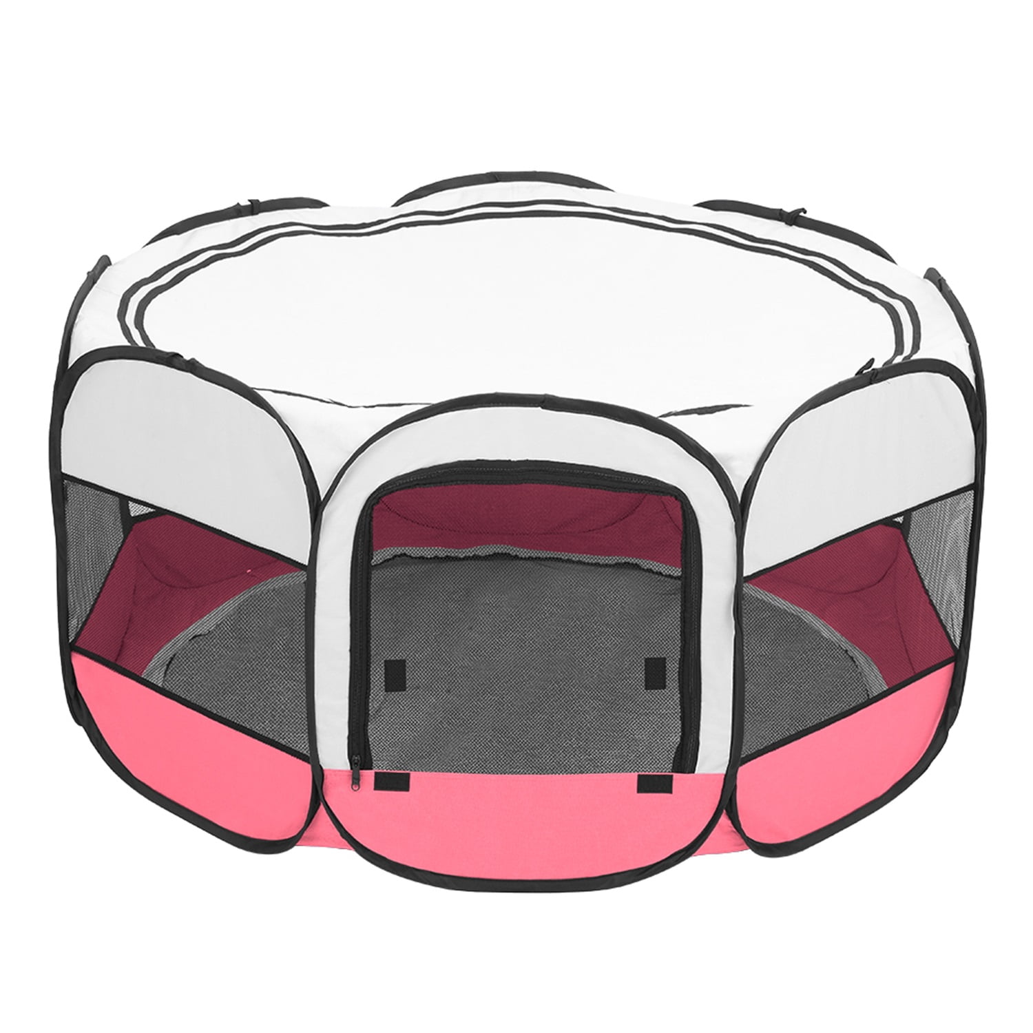 Pefilos 57" Dog Fence Portable Foldable 600D Oxford Cloth & Mesh Pet Playpen Fence with Eight Panels, Pink Pefilos 57" Dog Fence Portable Foldable 600D Oxford Cloth & Mesh Pet Playpen Fence with Eight Panels, Pink